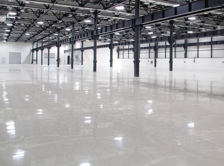 industrial warehouse with epoxy concrete coating flooring