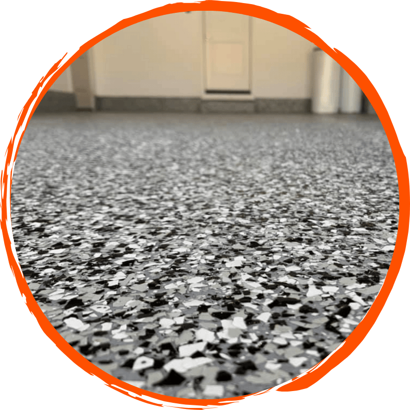 black and white residential concrete floor coating