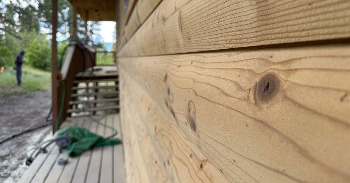 log home restoration close up