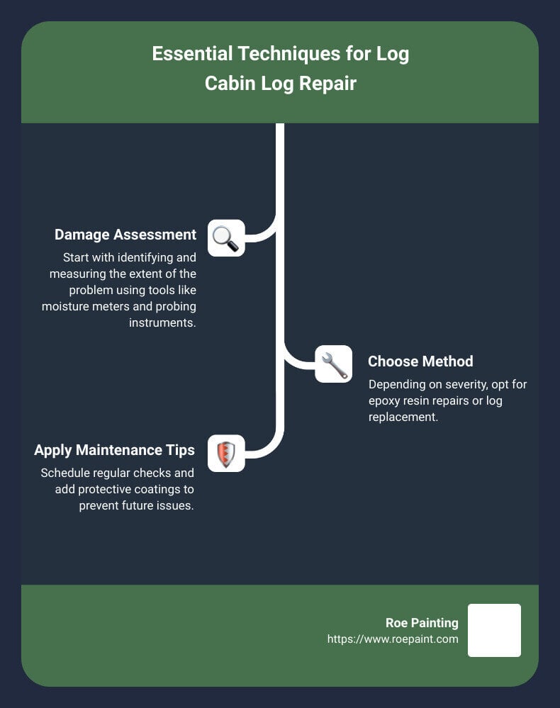 log cabin log repair infographic - log cabin log repair infographic infographic-line-3-steps