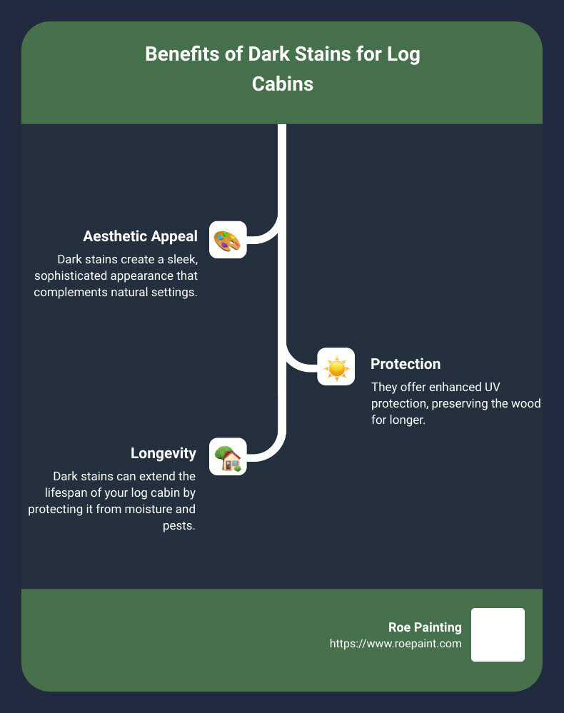 infographic - dark stained log cabin infographic infographic-line-3-steps