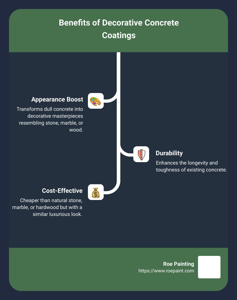 Decorative Concrete Coating Benefits - decorative concrete coatings infographic infographic-line-3-steps